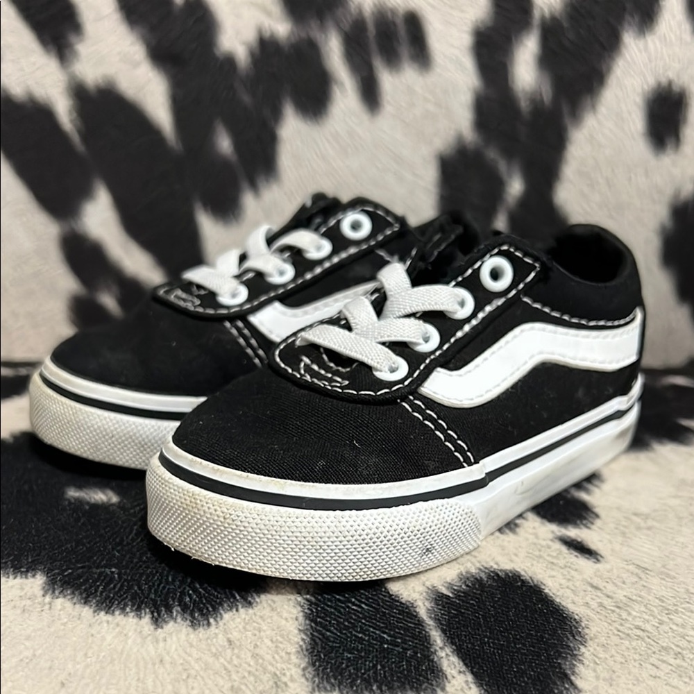Vans Black and White Sneakers with Canvas Suede Upper